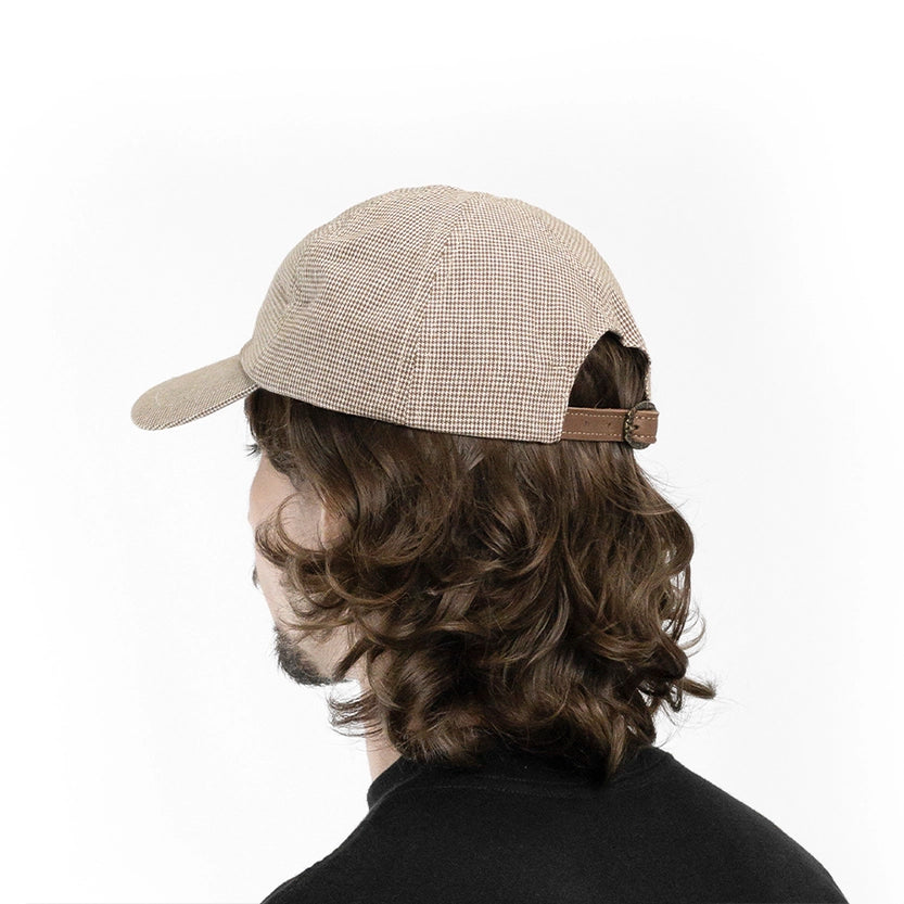 Boné Dad Hat "Pied Poule" Bege