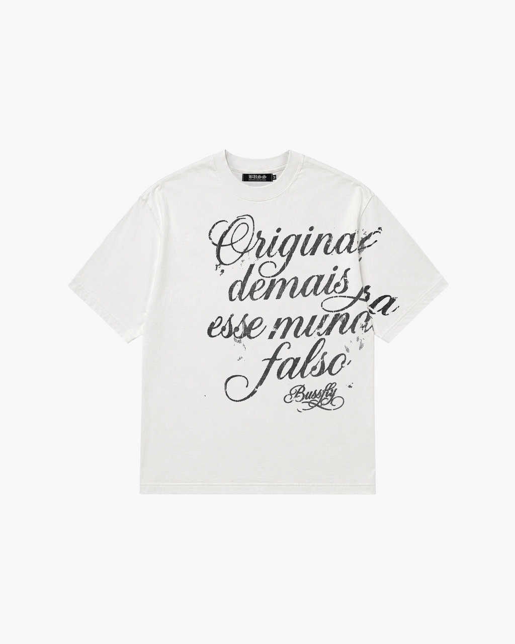 Camiseta "Mundo Falso" Branca