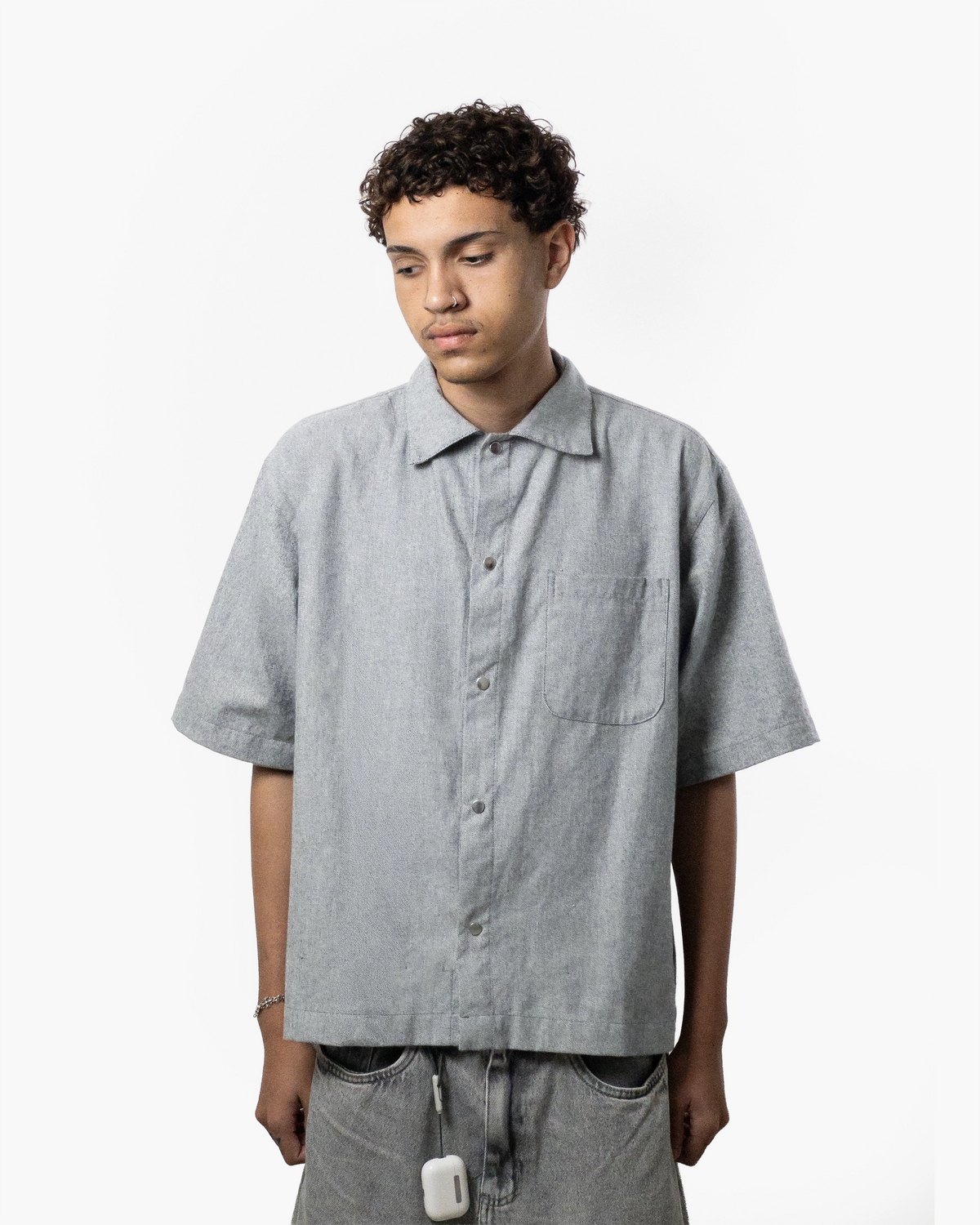 Camisa de Botão "Metal Force" Cinza
