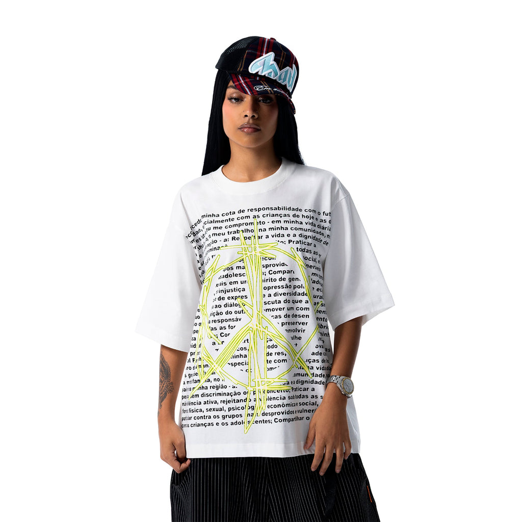 Camiseta "Manifesto da Paz" Branca - Drop Company