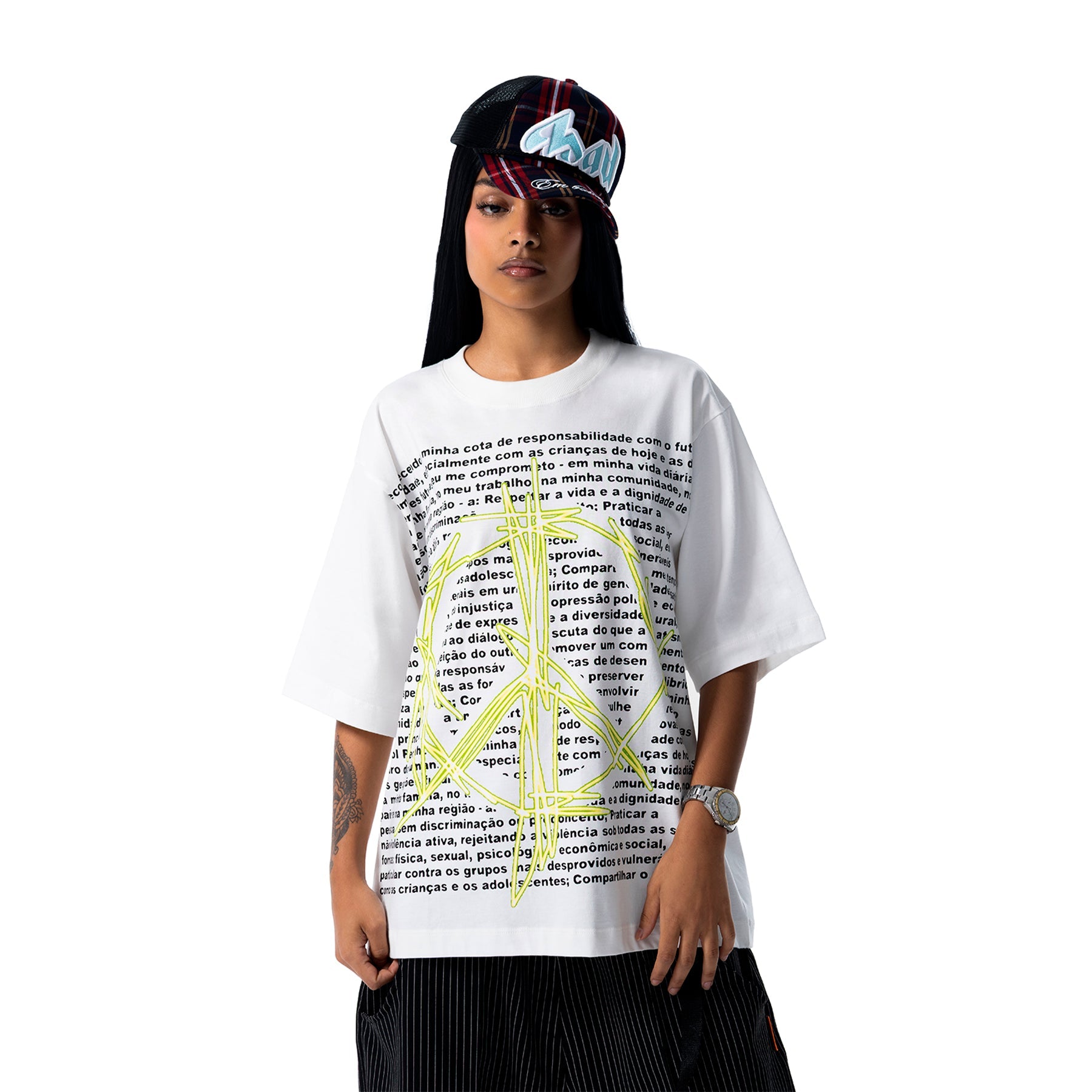 Camiseta "Manifesto da Paz" Branca - Drop Company