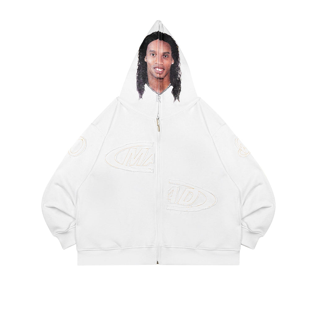 Casaco Moletom "Full Zip Sósia" Branco - Drop Company