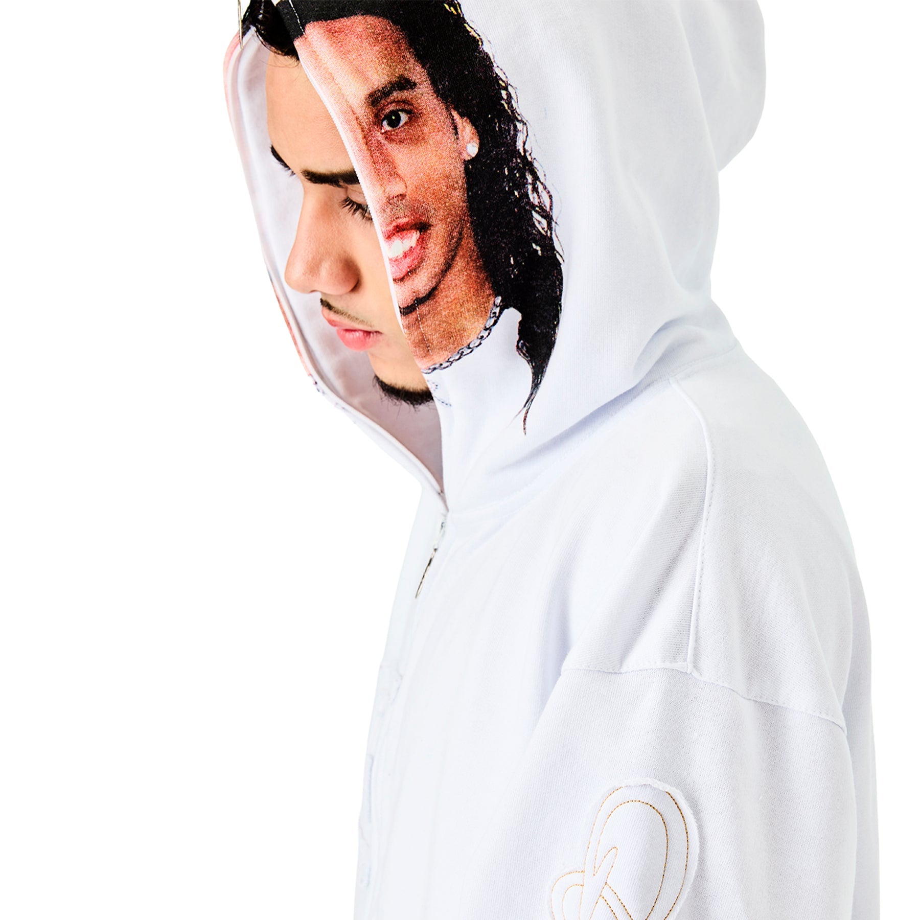 Casaco Moletom "Full Zip Sósia" Branco - Drop Company