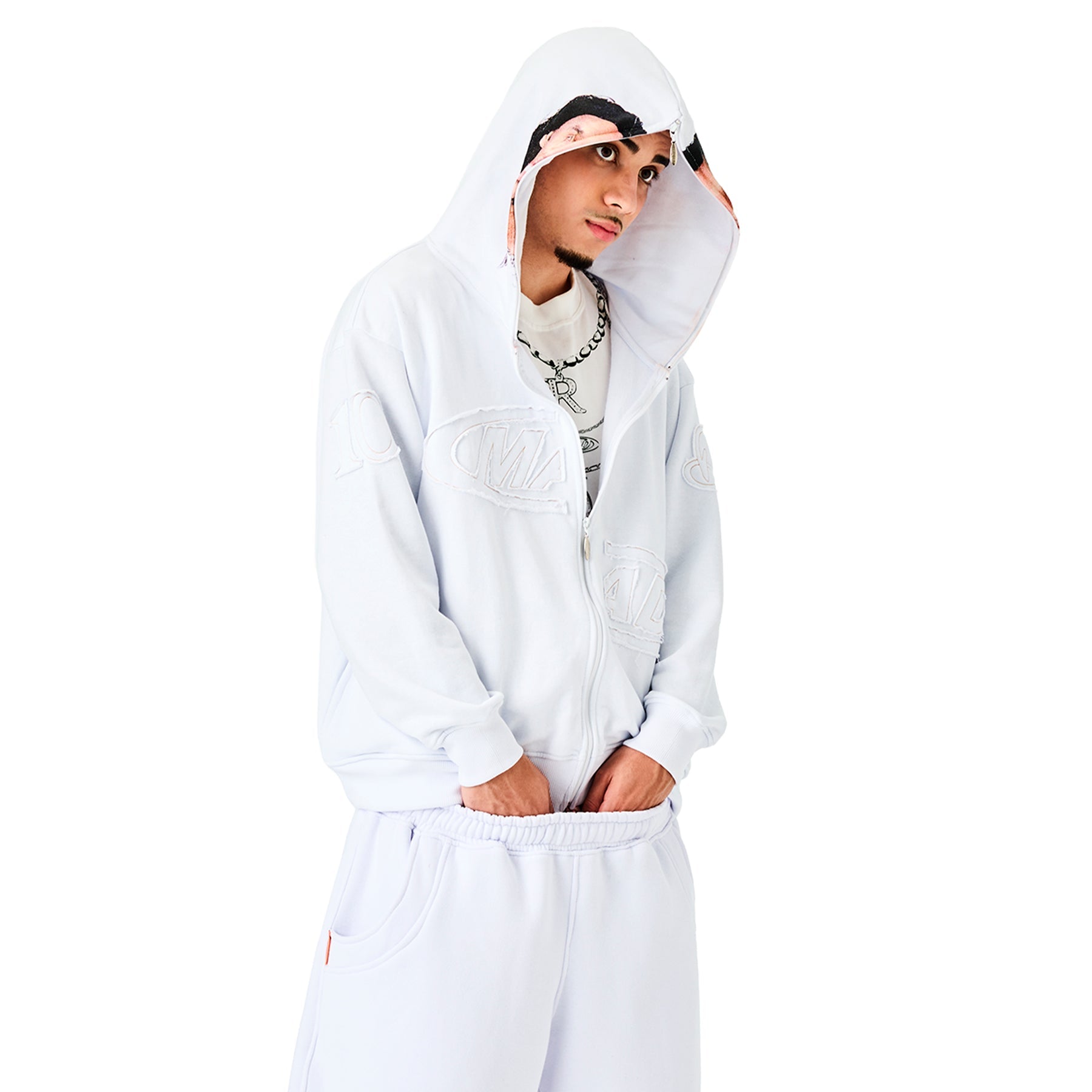 Casaco Moletom "Full Zip Sósia" Branco - Drop Company