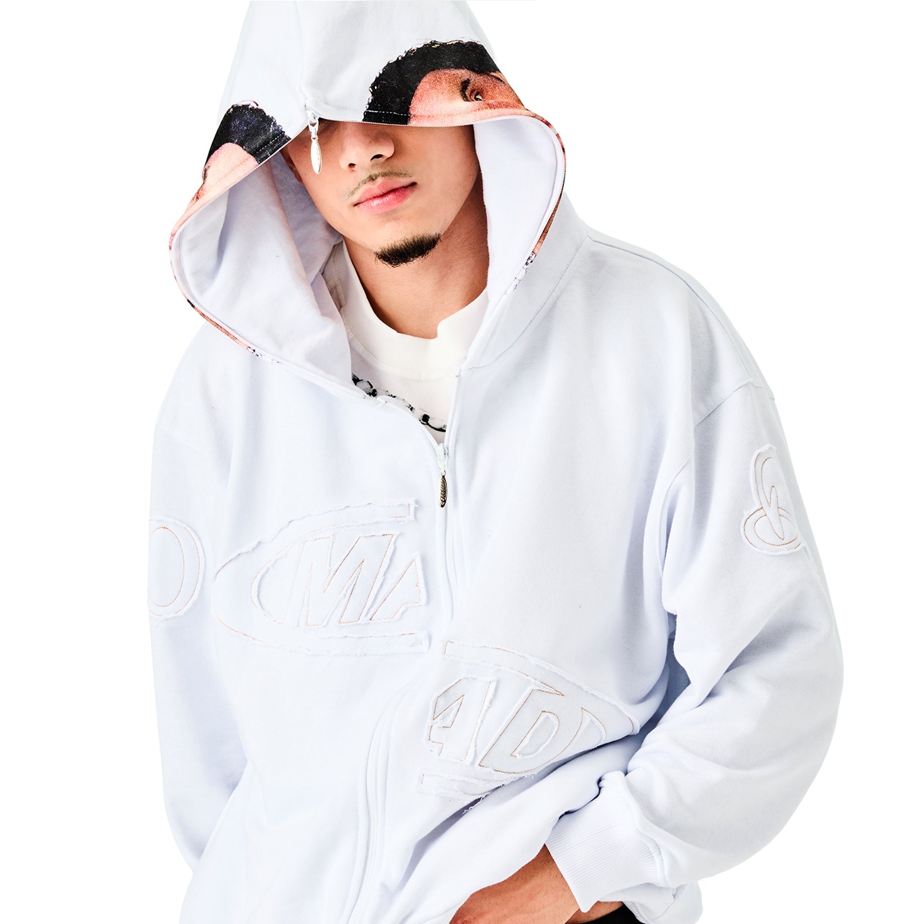 Casaco Moletom "Full Zip Sósia" Branco - Drop Company