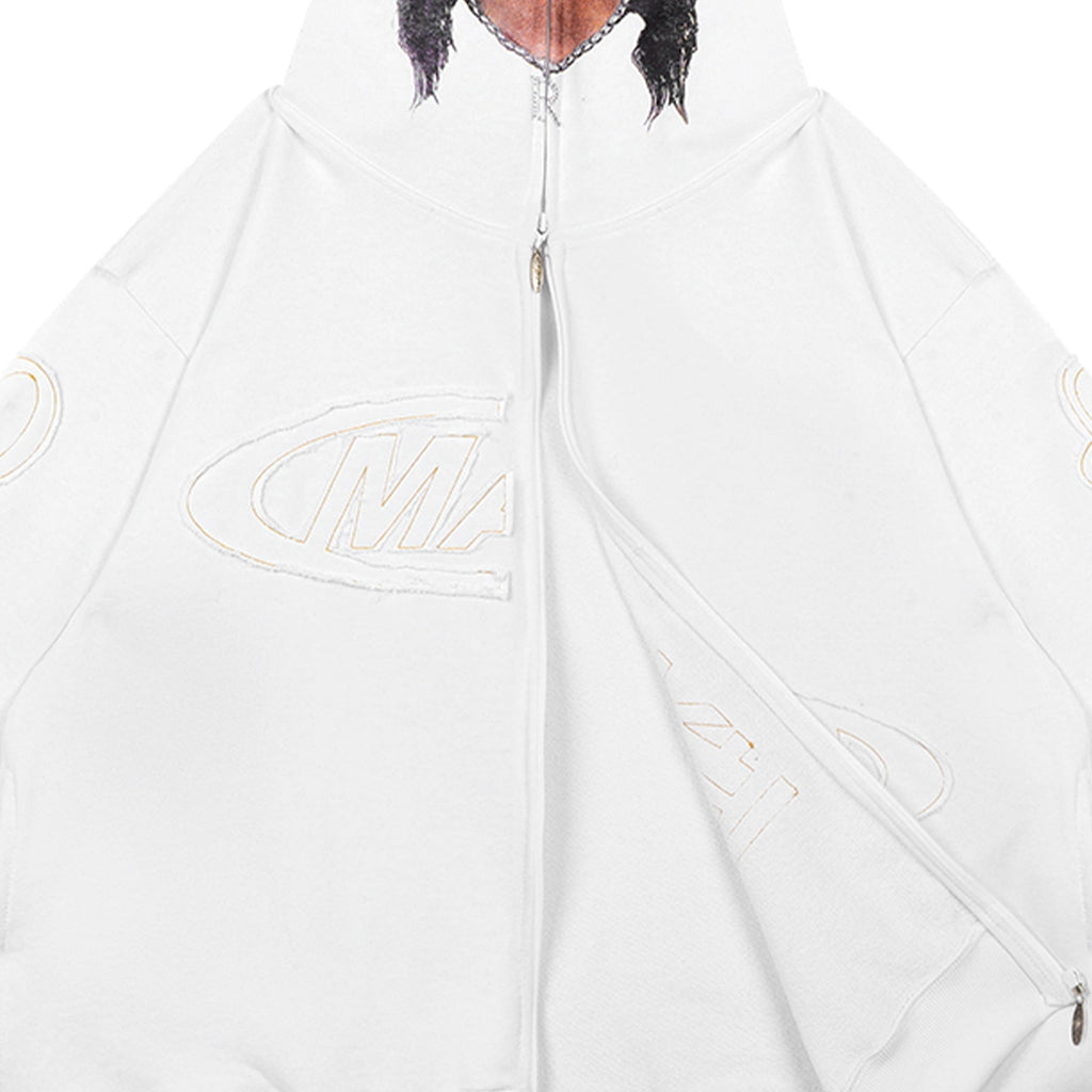 Casaco Moletom "Full Zip Sósia" Branco - Drop Company